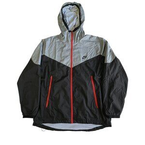 Nike Sportswear Pullover Windbreaker Jacket Men’s Large Gray Black Red Full Zip